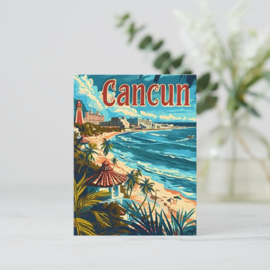 Cancun Beach Postkarte (Stehend Vorderseite)