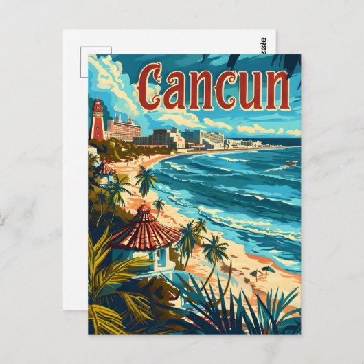 Cancun Beach Postkarte (Vorne/Hinten)