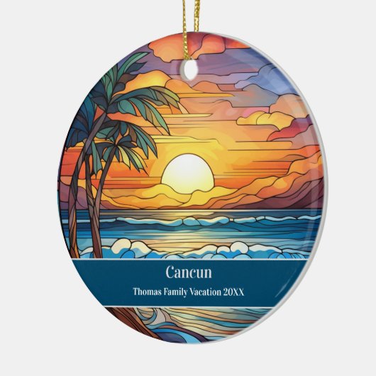 Cancun Beach Vacation Keramik Ornament (Links)
