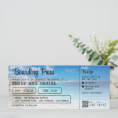 Cancun Beach Zielort Boarding Pass Wedding Einladung (Stehend Vorderseite)