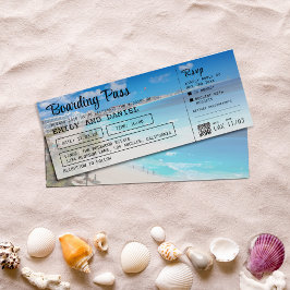 Cancun Beach Zielort Boarding Pass Wedding Einladung