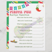 Cancun Fiesta Mexican Baby Shower Fragespiel (Vorne/Hinten)