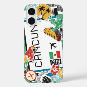 Cancún Fiesta - Mexico Travel Sticker Boarding Pas iPhone 16 Hülle