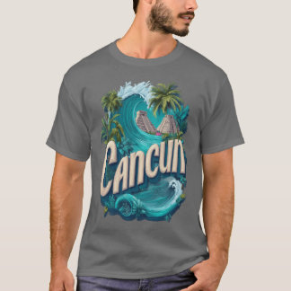 Cancun Karibik Strand Maya-Pyramide Design Freund T-Shirt