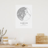 Cancun Kartographie Karte Poster (Küche)