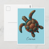 Cancun Mayan Design Meeresschildkröte Postkarte (Vorne/Hinten)