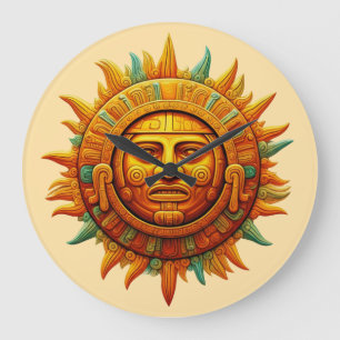 Cancun Mayan Mask Mexico Travel Große Wanduhr