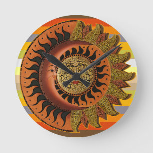 Cancun Mayan Moon and Sun Clock Runde Wanduhr