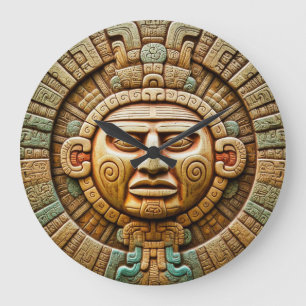 Cancun Mayan Sun God Mexico Reisen Große Wanduhr