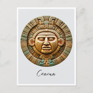 Cancun Mayan Sun God Mexico Reisen Postkarte