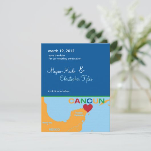Cancun Mexico Ankündigung Datum freihalten (Stehend Vorderseite)