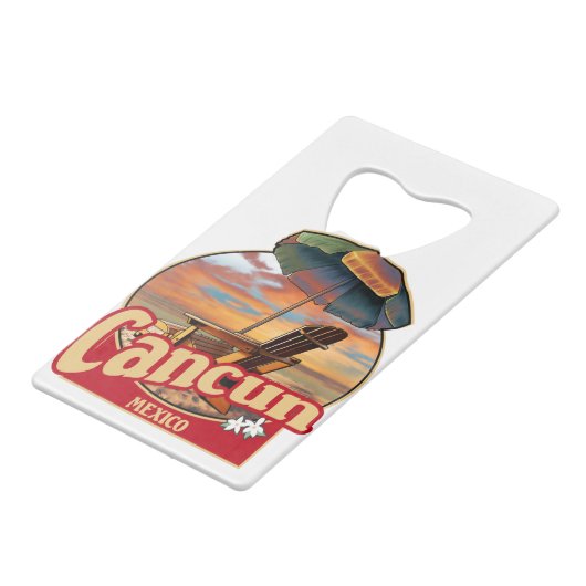 Cancun Mexico Beach Design Geldbeutel Flaschenöffner (Rückseite Schrägansicht)