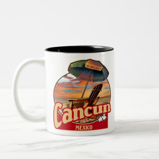 Cancun Mexico Beach Design Zweifarbige Tasse (Links)