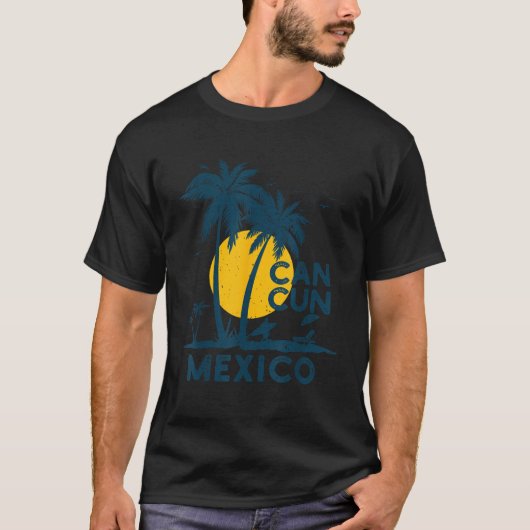 Cancun Mexico Beach Palm Tree Vacation Squad Match T-Shirt (Vorderseite)