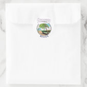 Cancun Mexico Beach Reiselogo Runder Aufkleber (Tasche)