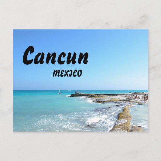 Cancun Mexico Beach Resort Clear Ocean Water Postkarte (Vorderseite)