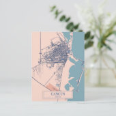 Cancun Mexico Breezy City Map Travel Postkarte (Stehend Vorderseite)