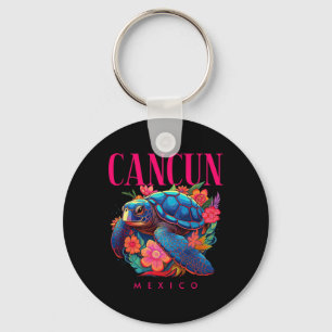 Cancun Mexico Floral Beach Turtle Souvenir Schlüsselanhänger