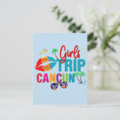 Cancun Mexico Girls Trip Colorful Postkarte (Stehend Vorderseite)