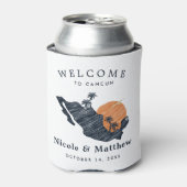 Cancun Mexico Map Navy Minimalistisch Wedding Welc Dosenkühler (Kanne Vorderseite)