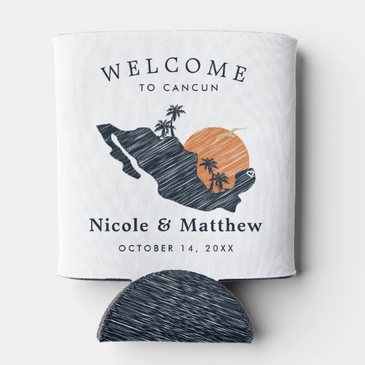 Cancun Mexico Map Navy Minimalistisch Wedding Welc Dosenkühler (Rückseite)