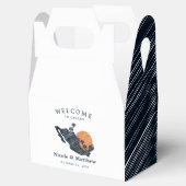 Cancun Mexico Map Navy Minimalistisch Wedding Welc Geschenkschachtel (Geöffnet)