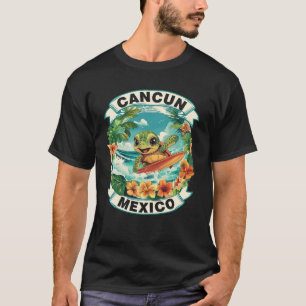 Cancun Mexico Niedlich Sea Turtle Surfing Summer V T-Shirt
