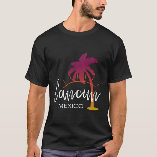 Cancun Mexico Palm Tree Beach T-Shirt (Vorderseite)