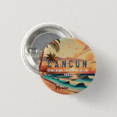 Cancún Mexico Palm Tree Sunset Travel Souvenir Button (Vorne & Hinten)