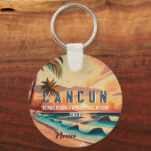 Cancún Mexico Palm Tree Sunset Travel Souvenir Schlüsselanhänger (Rückseite)