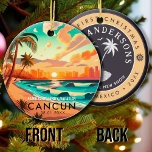 Cancún Mexico Palm Tree Vintage Reise Souvenir Keramik Ornament<br><div class="desc">Cancun Mexiko Vintag 60er Souvenirs. Cancún Beach Mexico - Retro Tropical Palm Tree 60er Souvenirs Vintages Design macht ein großartiges Weihnachts- oder Geburtstagsgeschenk für Fans von Cancún Beach. Das Retro-Sommerdesign ist ein perfektes Geschenk für Reisende und tropische Fans. Sie können diese Vorlage anpassen und ändern, indem Sie die darin enthaltenen...</div>