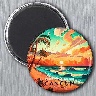 Cancún Mexico Palm Tree Vintage Reise Souvenir Magnet