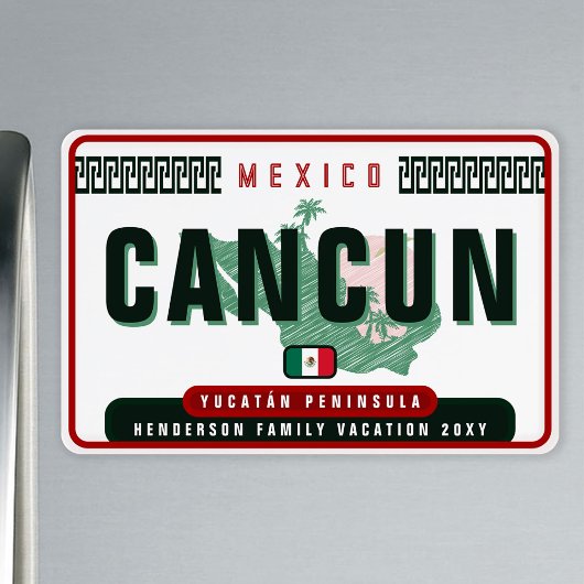 Cancún Mexico Palm Tree Vintage Reise Souvenir Magnet