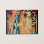Cancún Mexico Palm Tree Vintage Reise Souvenir Puzzle (Horizontal)