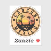 Cancun Mexico Palm Tree Vintage Travel Souvenir Aufkleber (Blatt)