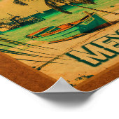 Cancun Mexico Palm Tree Vintage Travel Souvenir Poster (Ecke)