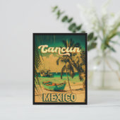 Cancun Mexico Palm Tree Vintage Travel Souvenir Postkarte (Stehend Vorderseite)