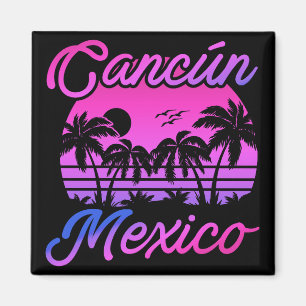 Cancun Mexico Palmen Retro-Reiseandenken Magnet