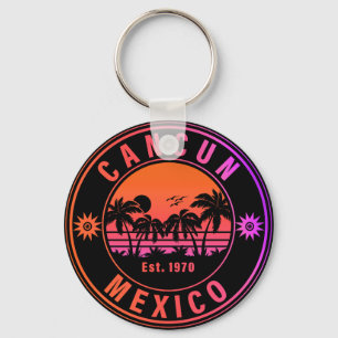 Cancun Mexico Palmen Vintage Reisemitbringsel Schlüsselanhänger