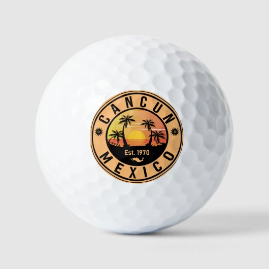 Cancun Mexico Retro Sunset Vintage Reise Souvenir Golfball (Vorderseite)