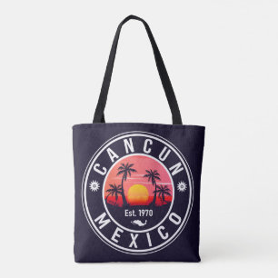 Cancun Mexico Retro Sunset Vintage Reise Souvenir Tasche
