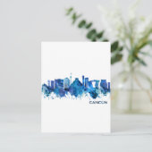 Cancun Mexico Skyline Blue Feiertagspostkarte (Stehend Vorderseite)