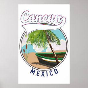 Cancun Mexico Strand Reise Logo Poster