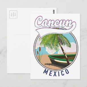 Cancun Mexico Strand Reise Logo Postkarte