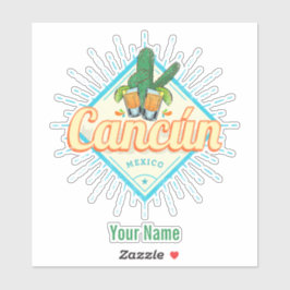 Cancun Mexico Tancing Cactus Vintag Tequila Aufkleber