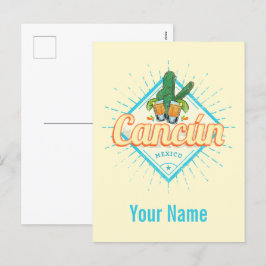 Cancun Mexico Tancing Cactus Vintag Tequila Feiertagspostkarte