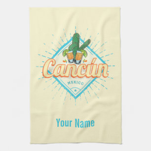 Cancun Mexico Tancing Cactus Vintag Tequila Geschirrtuch