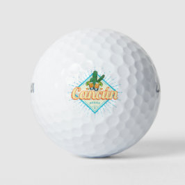 Cancun Mexico Tancing Cactus Vintag Tequila Golfball