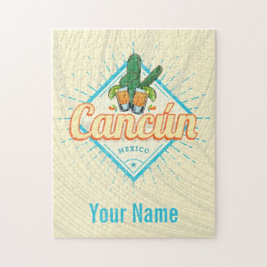 Cancun Mexico Tancing Cactus Vintag Tequila Puzzle (Vertikal)