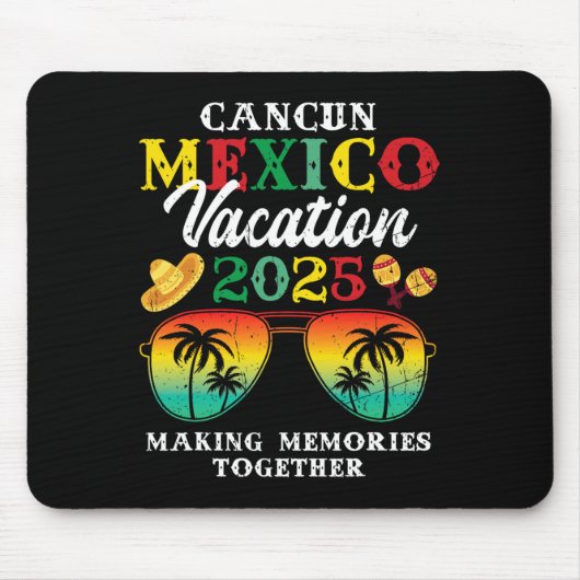 Cancun Mexico Vacation 2025 Trip Beach Matching Fa Mousepad (Vorne)